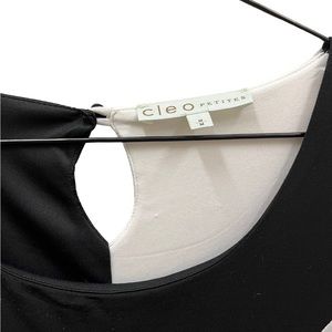 CLEO petites black asymmetrical sleeveless tunic blouse top